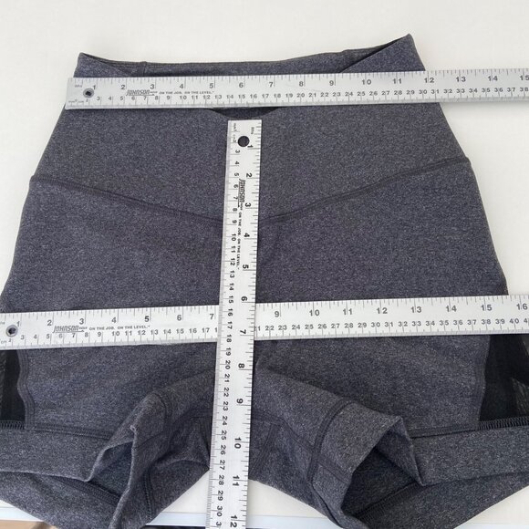 Karma Athletics Charcoal Gray High-Waisted Womens Mesh Panel slimming Shorts Med - Picture 12 of 14